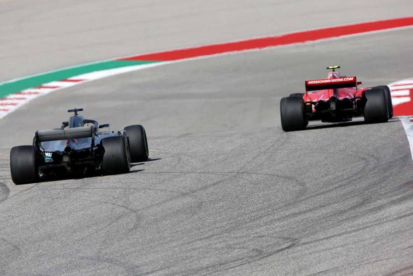 Ferrari in front of Mercedes