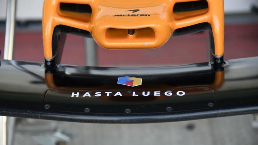 "See you soon" Alonso on the front wing of MCL33